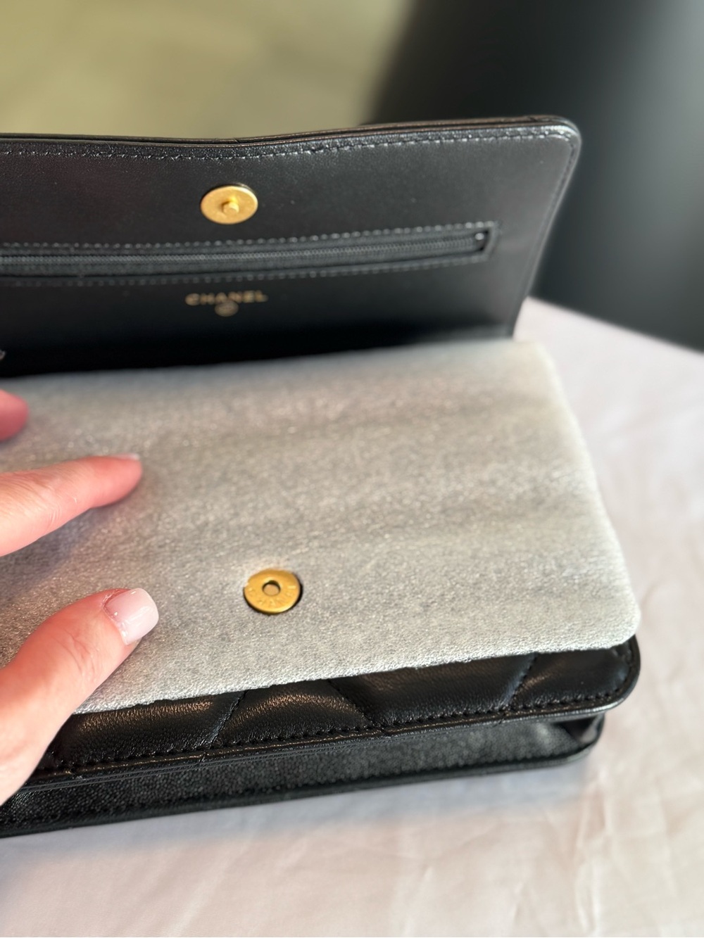 CHANEL 19 Wallet On A Chain Black Lambskin With Gold Hardware - Picture 11 of 14